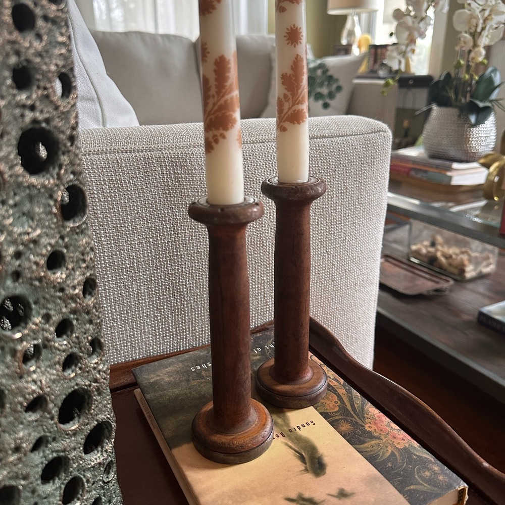 Vintage Wooden spools/Candle Holders